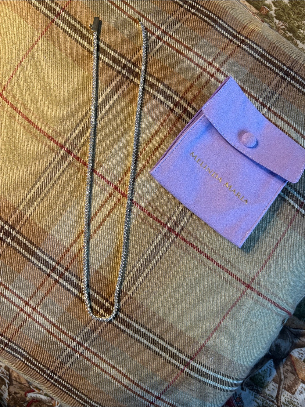 Like New!Melinda Maria 2mm Sparkle Tennis Bracelet Necklace with Lavender Pouch